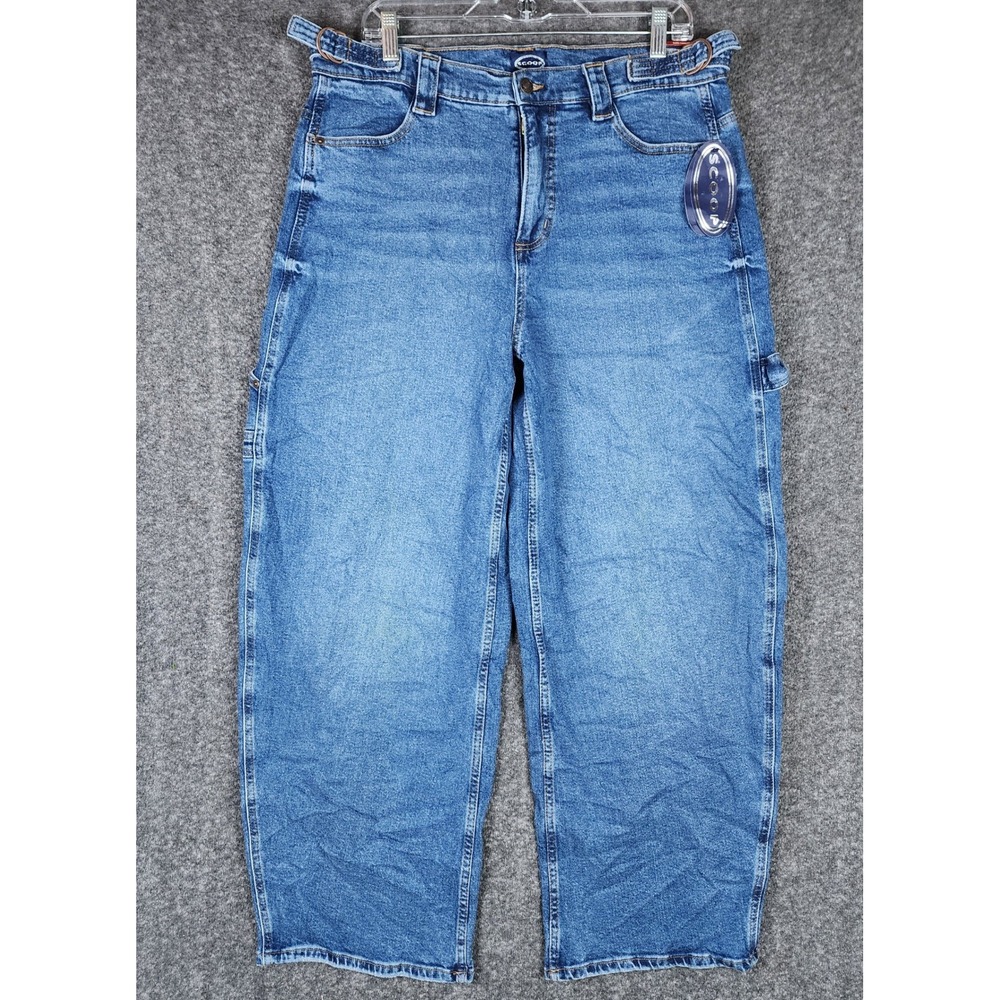 Scoop Jeans Womens 8 Baggy Carpenter Medium Wash Blue Utility High Rise NEW